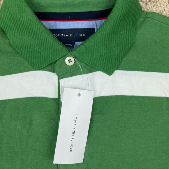NWT Men's Tommy Hilfiger Short Sleeve Striped Classic Fit Polo Shirt Green - Picture 3 of 7